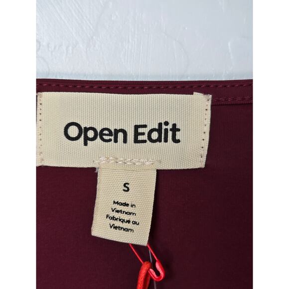 Open Edit NWT Crop Top Size Small slouchy cowl neckline Burgundy - Picture 8 of 9